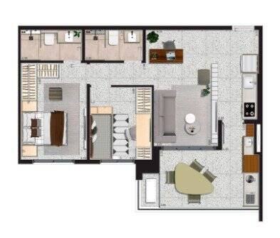  - Apartamento à venda - 02 dormitorios 01 suíte 01 vaga, 69 m² - Brooklin